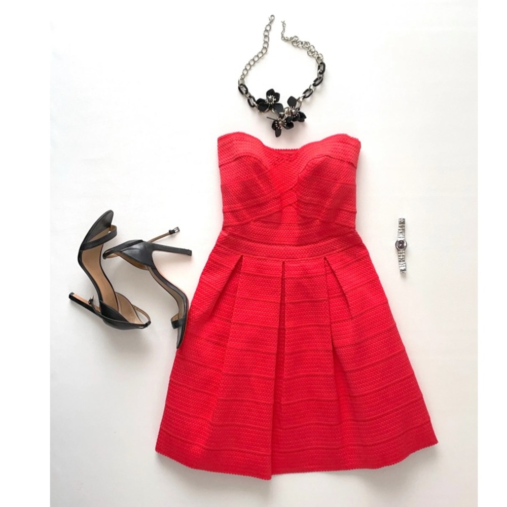 Express - Coral Bandage Tube Top Dress